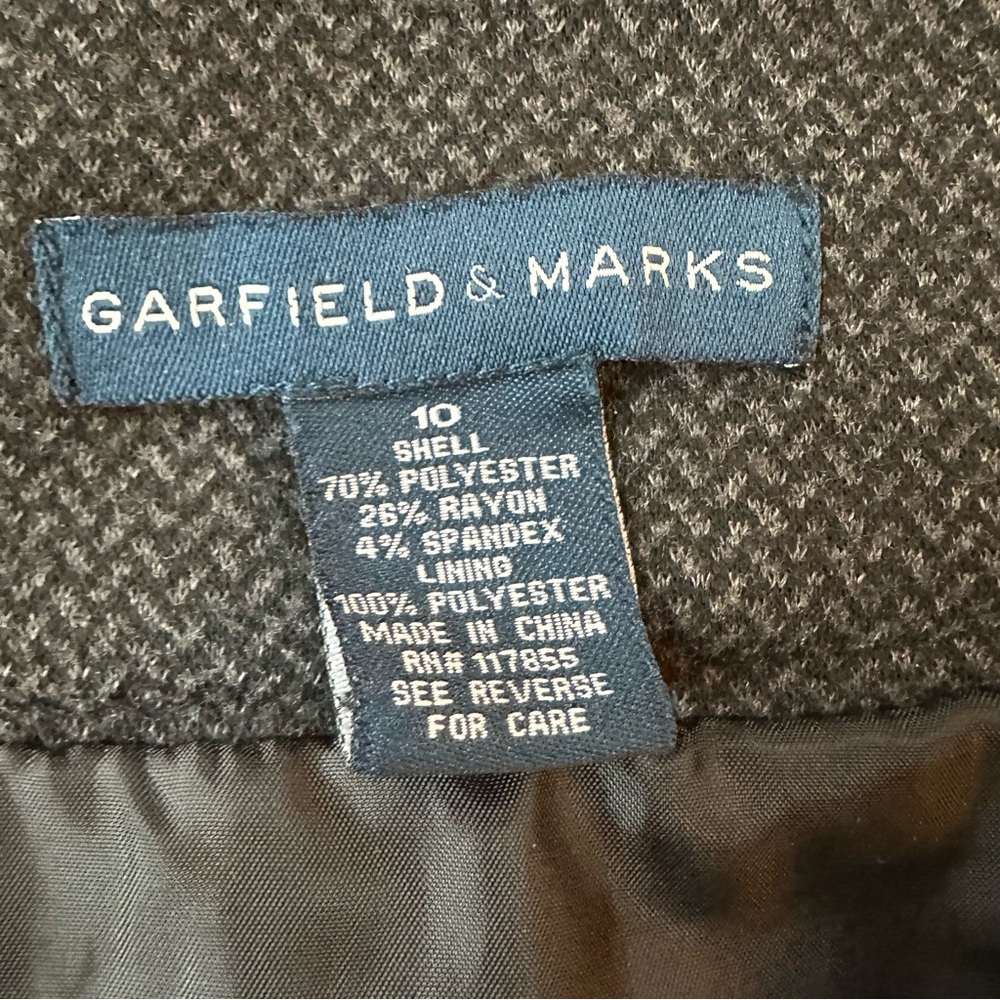 Garfield & Markw Dark Gray Flannel Herringbone Pencil Skirt w/ Pleated Flounce - Picture 5 of 6